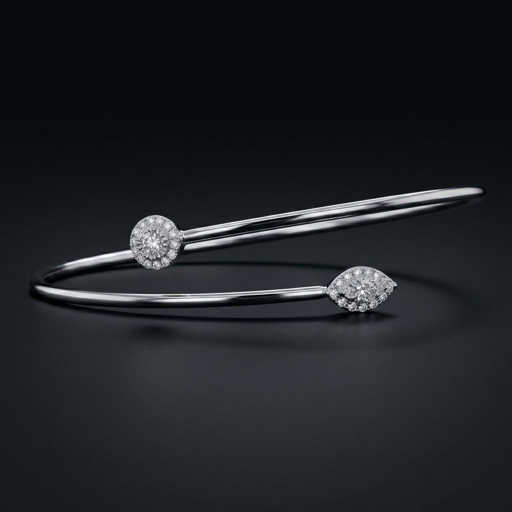 14K White Gold Bangle